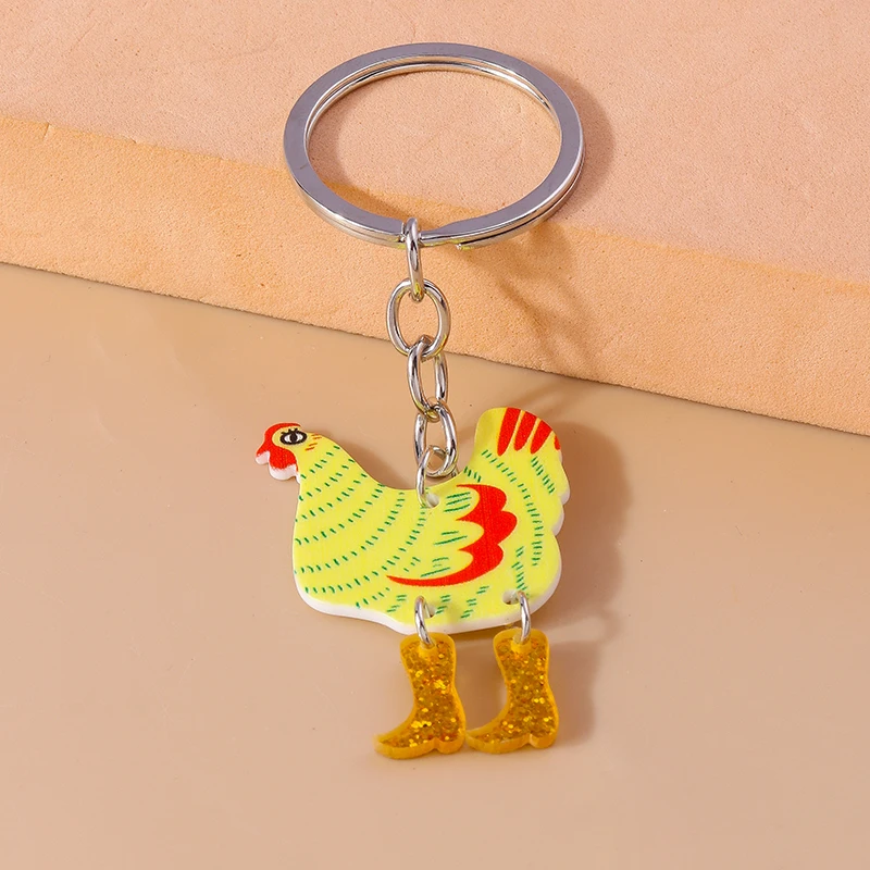 Aihua Niedlicher lustiger Huhn-Henne-Schlüsselanhänger, Hahn, Huhn, Schlüsselanhänger, Anhänger für Frauen und Mädchen, Handtasche, Zubehör, DIY-Schmuck, GeschenkeID