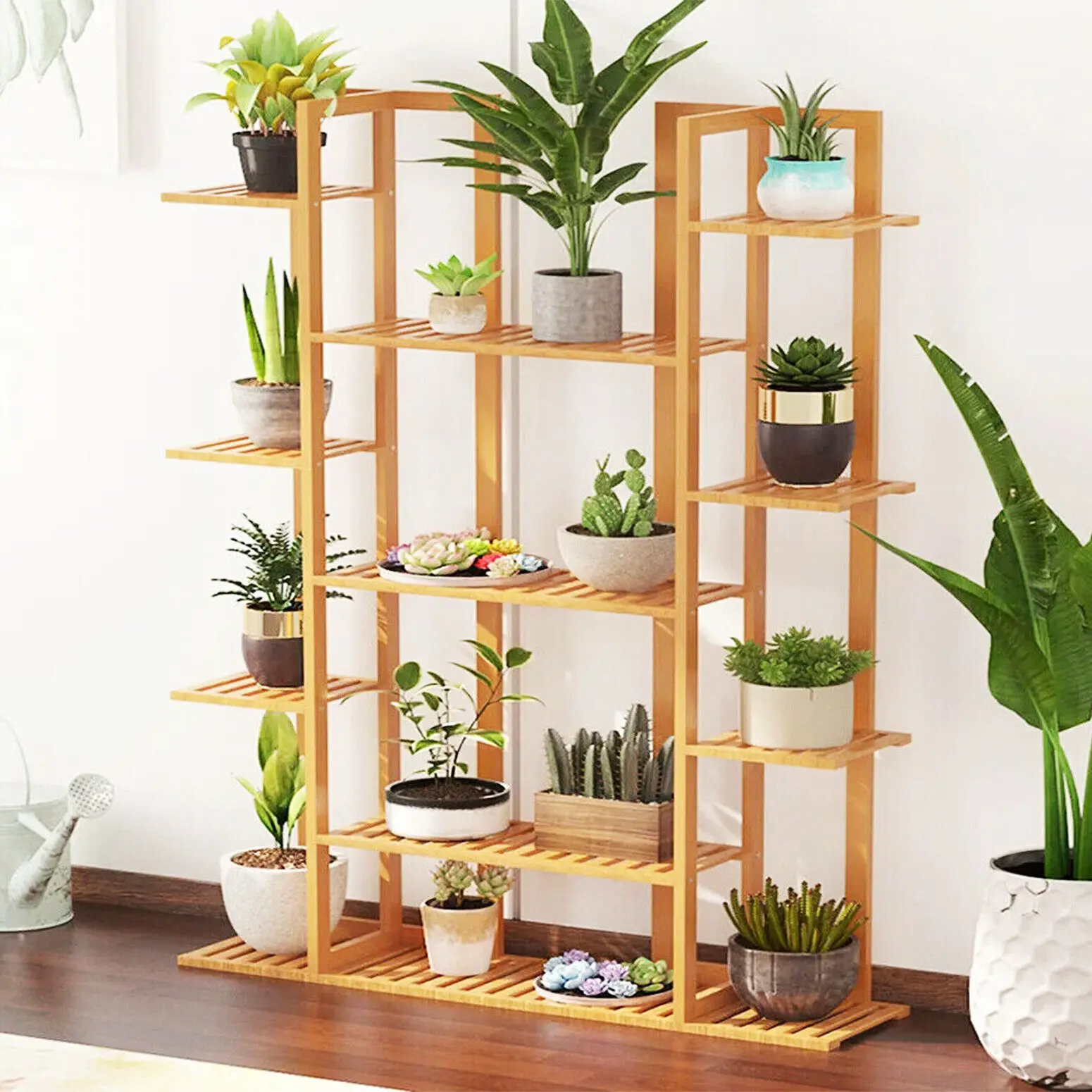 Scaffale Porta Piante In Bambù, 3 Ripiani, Per Interni Ed Esterni, Regolabile, Ideale Per Balcone, Giardino O Salotto