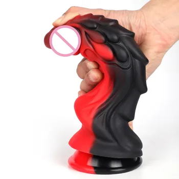 Double Color Kylin Dragon Dildo, Liquid Silicone Realistic Animal Dildo Suction Cup Huge Dildio For Women Soft Monster Conslador 2