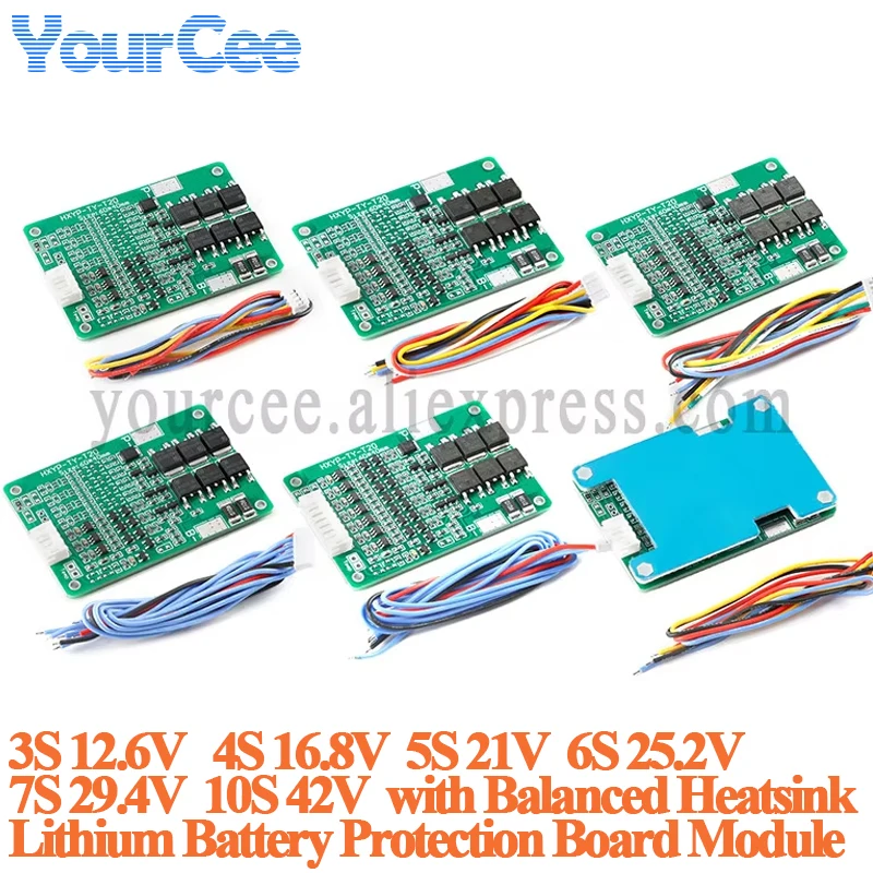 3S4S5S6S7S10S15ABMS20A18650LionLithiumBatteryProtectionBoardModulewithBalanced12.6V16.8V21V25.2VHeatsink-AliExpress502