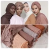 High Quality Breathable Elastic Wrinkle Long Scarf Women Plain Color Polyester Crinkle Soft Hijab Muslim Ladies Turban Headwraps 1