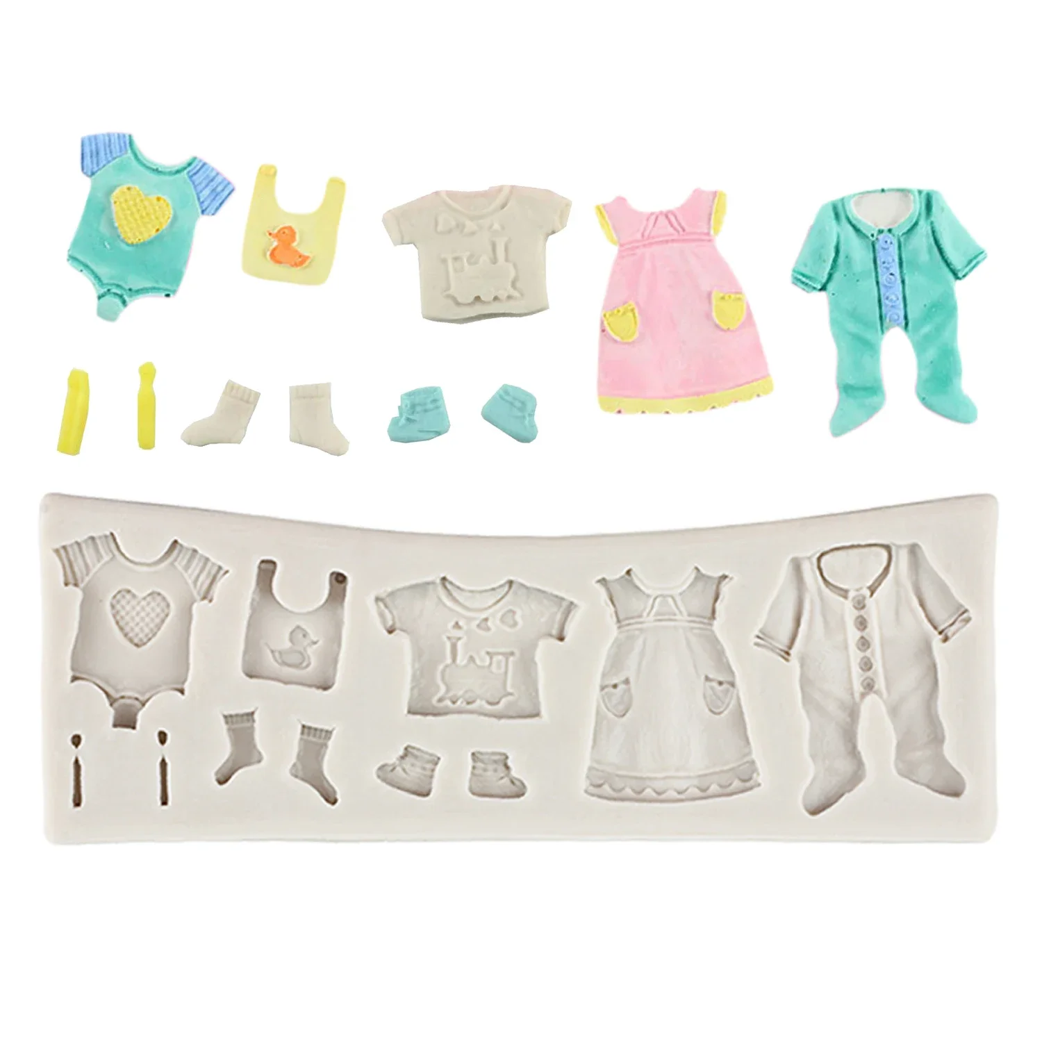 

DIY Shower Party Baby Clothes Silicone Mold Cake Border Fondant Cake Decorating Tools Cupcake Candy Chocolate Gumpaste Moulds