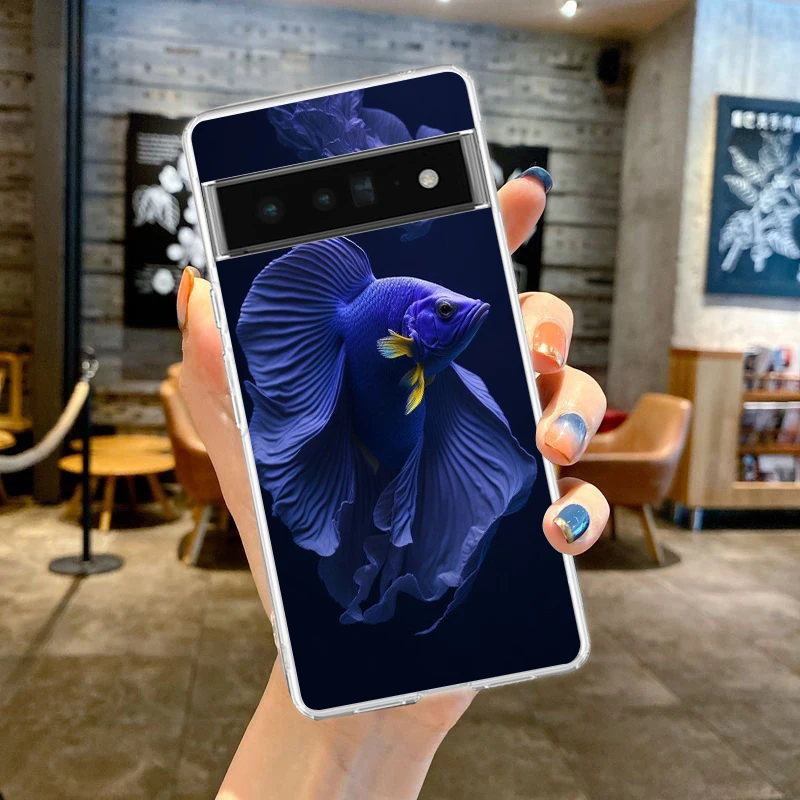 Süße Fisch Telefon hülle Abdeckung für Google Pixel 8 7 6 5 4 4xl stoß festes Silikon 7a 6a 5a 4a 3a 3axlpro 5g transparente Shell Capas – Detail 2