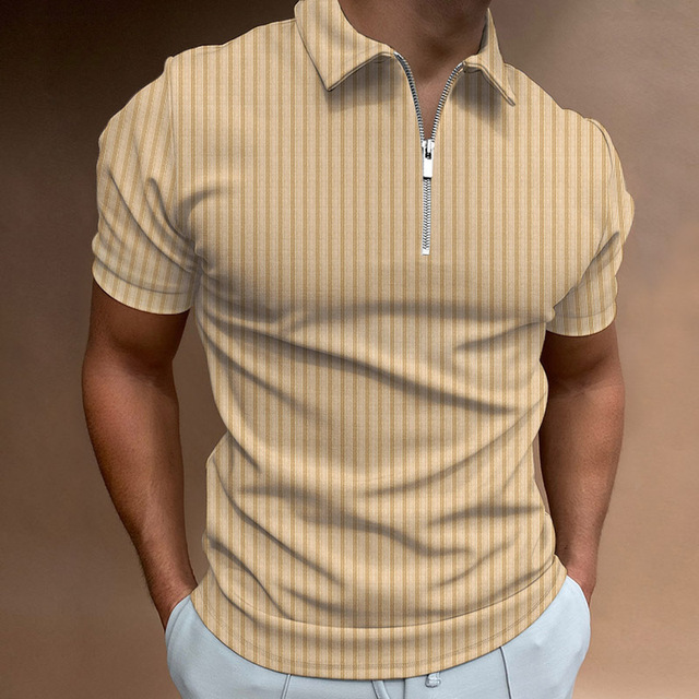 Fashion Polo Shirt Casual Business Color Matching Short Sleeve High Quality Slim Fit Zipper Polos Shirt Mens Sexy Polo homme