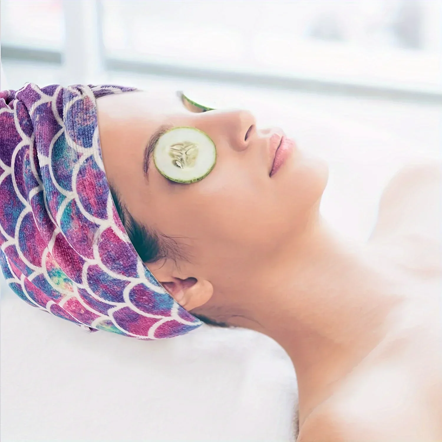 New Fish Scale Print Dry Hair Cap, Colorful Dry Hair Towel, Mermaid Head Scarf, Dry Hair Hat 2