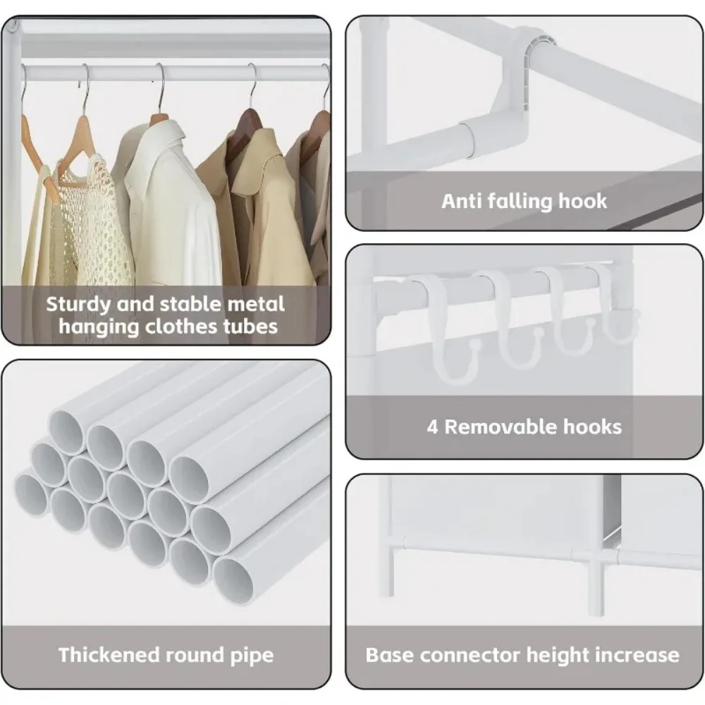 Portable Closet，Free Standing Wardrobe Closet with Hanging Rod and Curtain， Cloakroom, Bedroom，40.55 X 16.73 X 65.35Inches 3