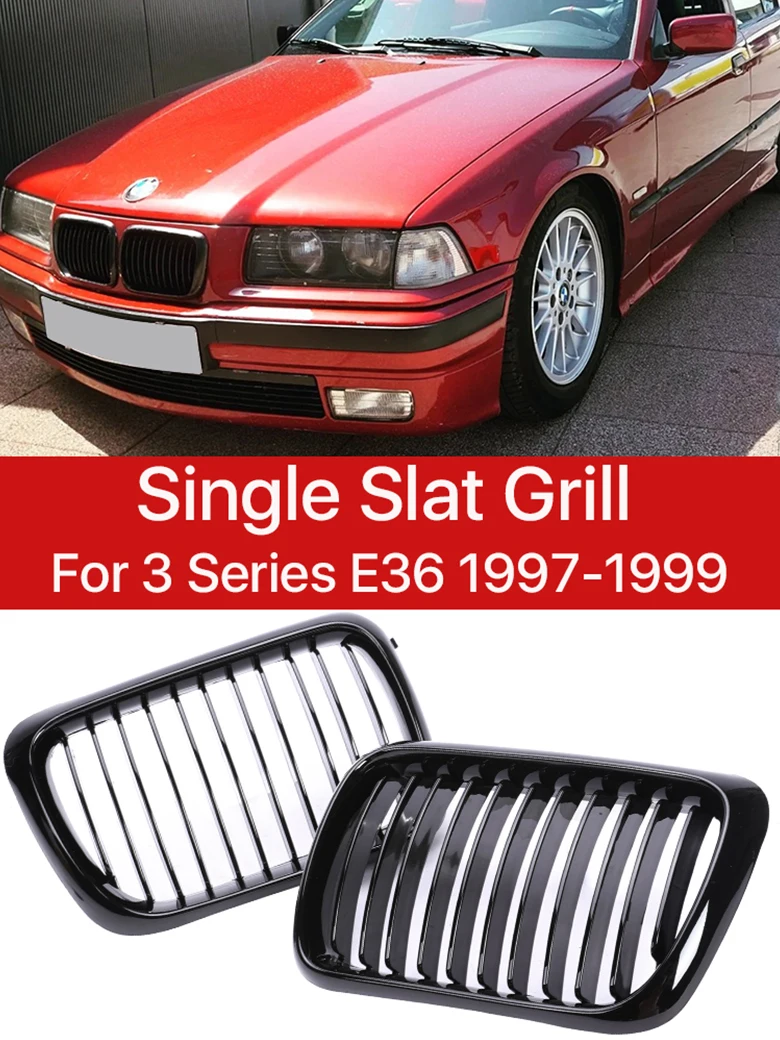 

Kidney Front Bumper Lower Grills Single Slat Gloss Black Interior Grille Facelift For BMW 3 Series E36 LCI 1997 1998 1999