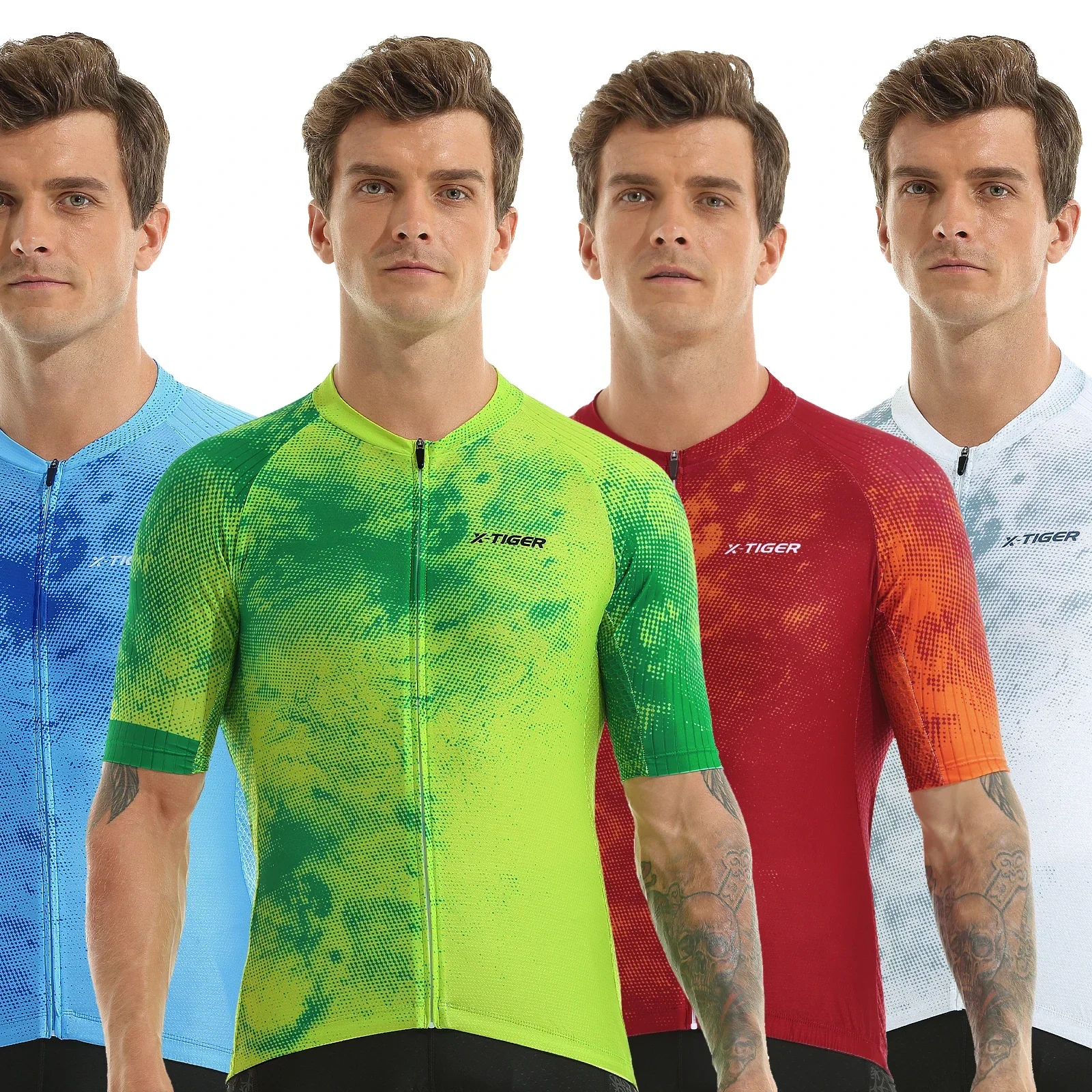 Ｘ-TIGER Cycling Jersey Men Short Sleeve Cycling Fit Lightweight Fabric Simple Chinese Style Cycling Shirt with 4 Back Pockets 5