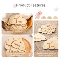 Spanish Alphabet Baby Wooden Milestone Number Month Memorial Cards Items Cute Cloud Shape Newborn Photography Accessories Props 3