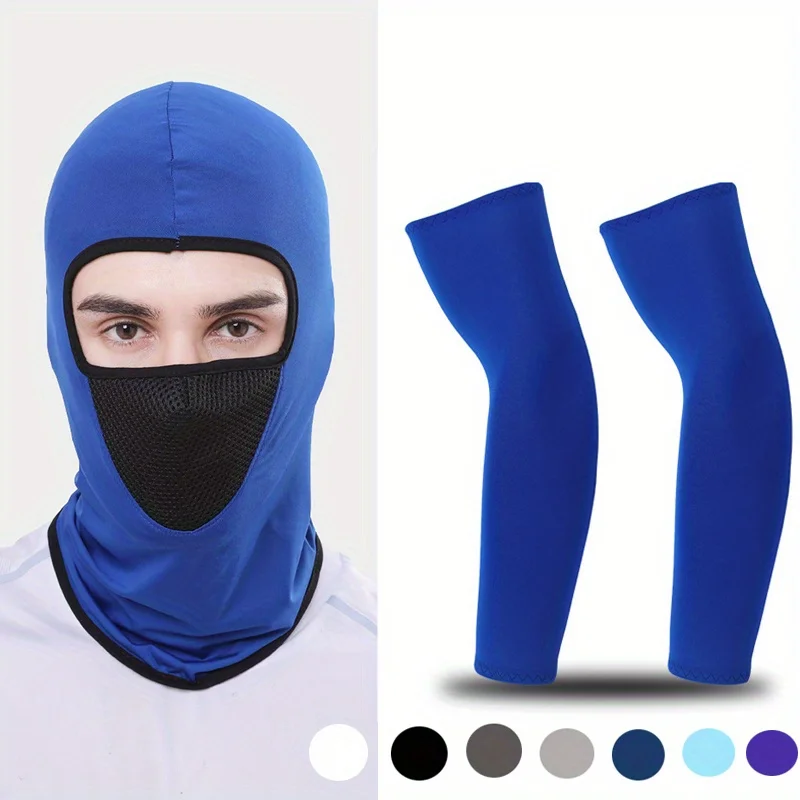 

2pcs/set Men Summer Outdoor Cycling Sun Protection Mask Breathable Hat Cap Oversleeve Set