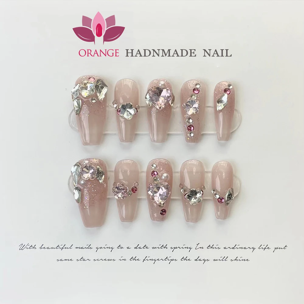 HandmadePressOnCoffinNailsMediumLengthDecorationDesignFull