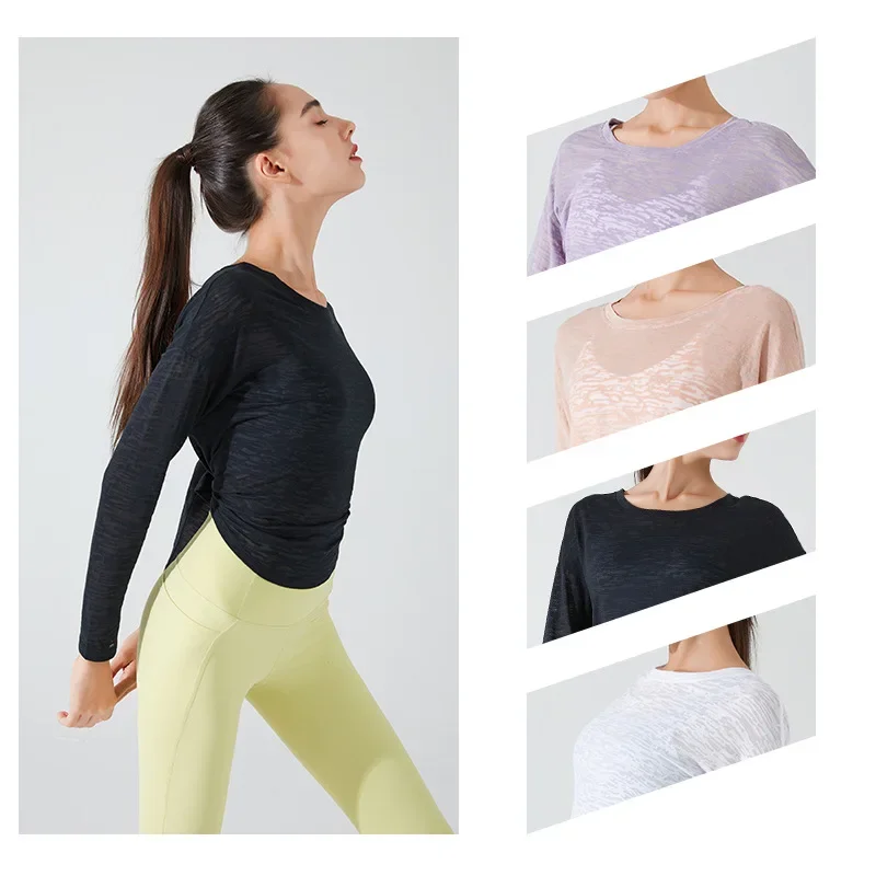 Woman Gym Yoga Top Female Long-sleeved Fitness Pilates Blouse Loose Sports Shirts Stown Sportswear Women