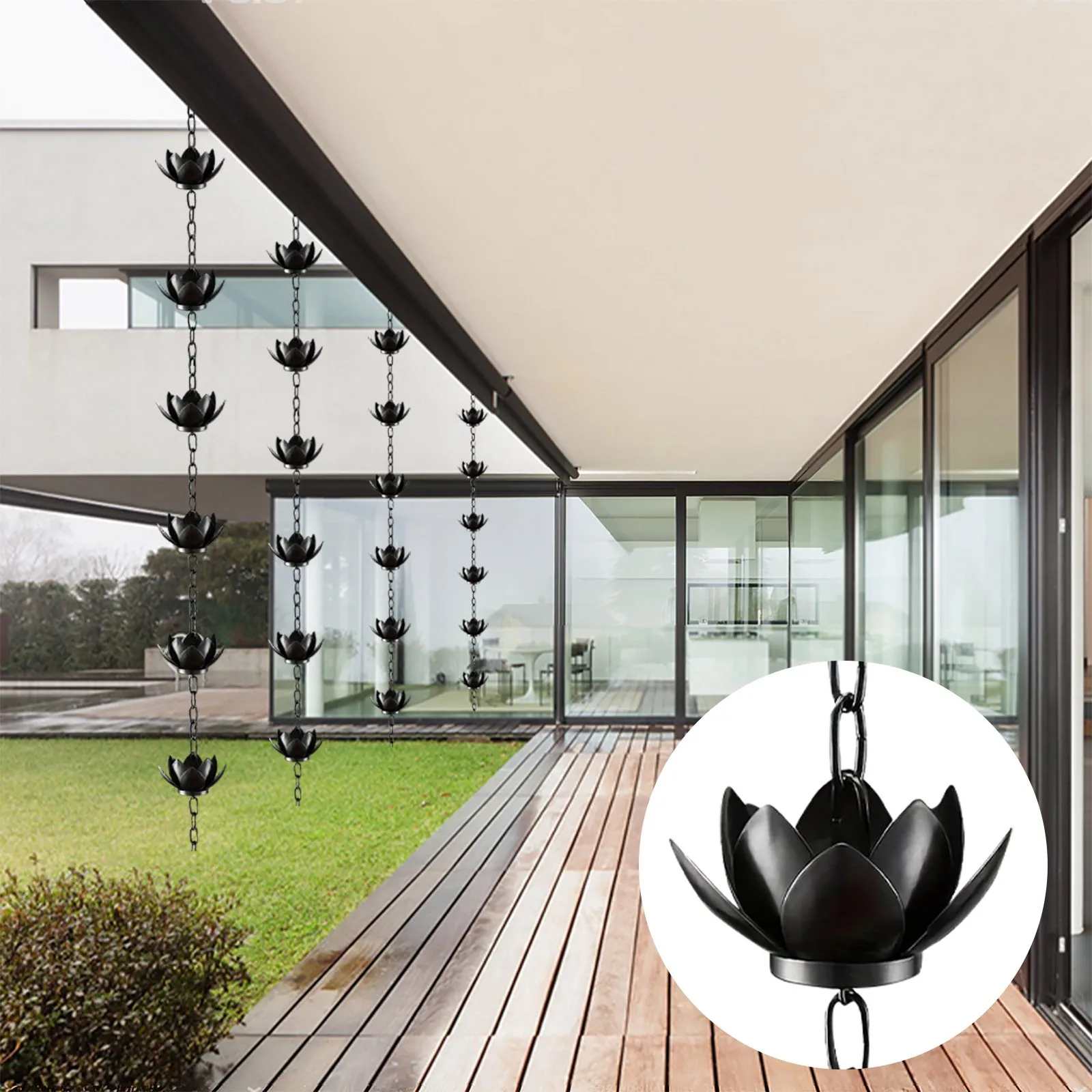 Metal Garden Leaf Rain Chain Decorative Long Lasting Steel Leaves Wind Chime Creative Hanging Rain Chain For Garden Outdoor