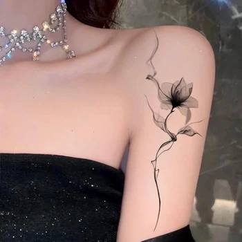 Inchiostro fiore tatuaggio temporaneo adesivi per le donne Arm Art Floral Lotus Tatoo impermeabile falso tatuaggio Sexy Tatuajes Temporales