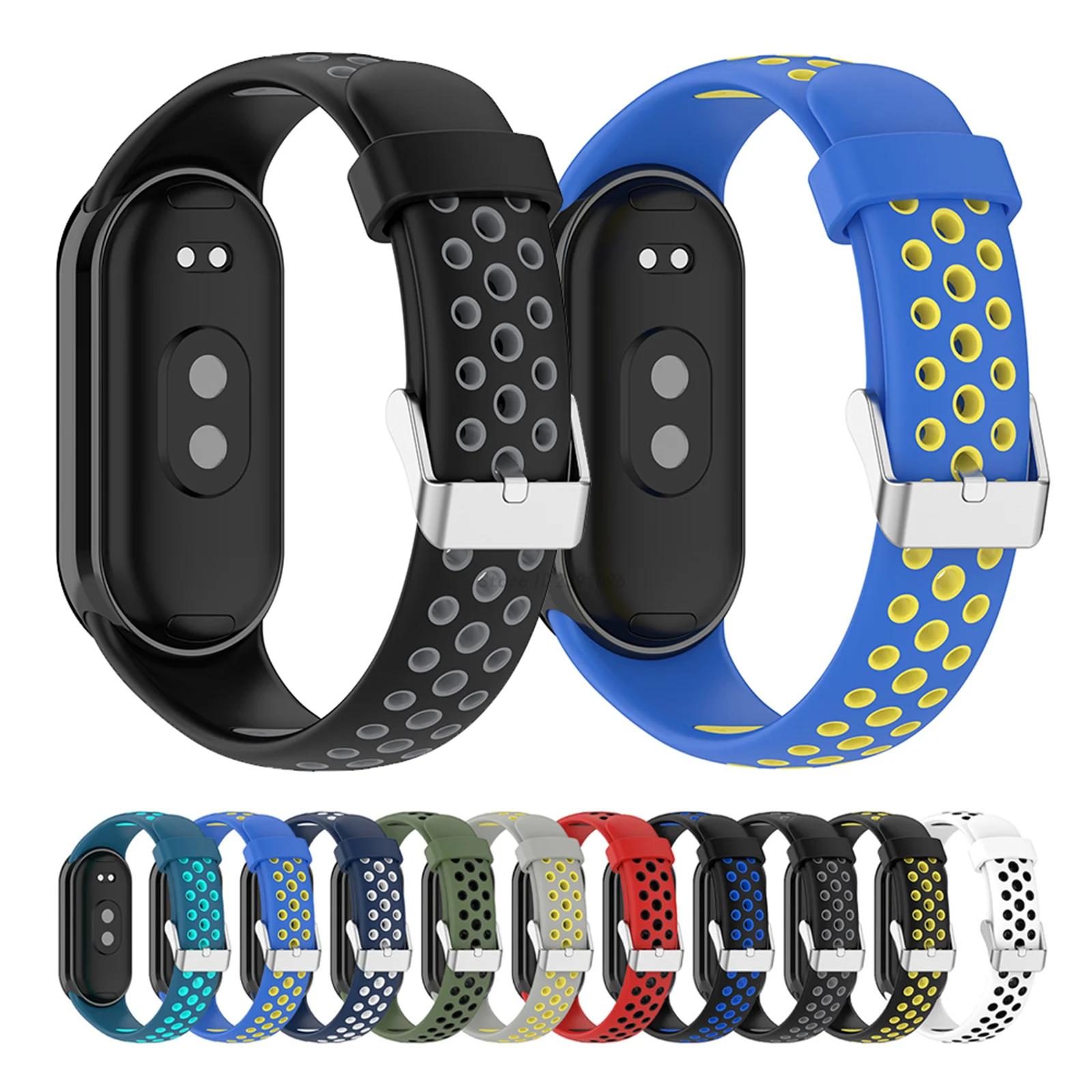 Breathable Two-Color Silicone Smartwatch Strap Replacement Bracelet