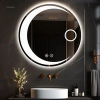 Modern Round Bath Mirrors Smart Hotel Bedroom Defogging Decorative Mirrors 3 Color Adjustable Backlight with LED Bathroom Mirror 2