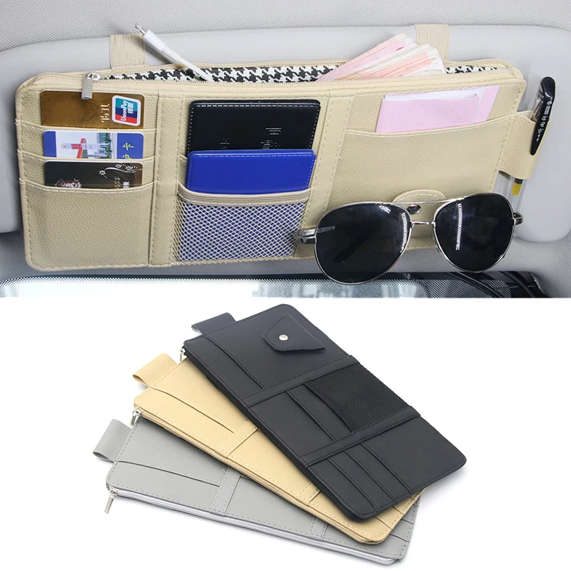 Organizer Multifunzione per Parasole Auto, Accessorio Interno Auto con Tasche Multiple, Porta Documenti per Auto - immagine 2