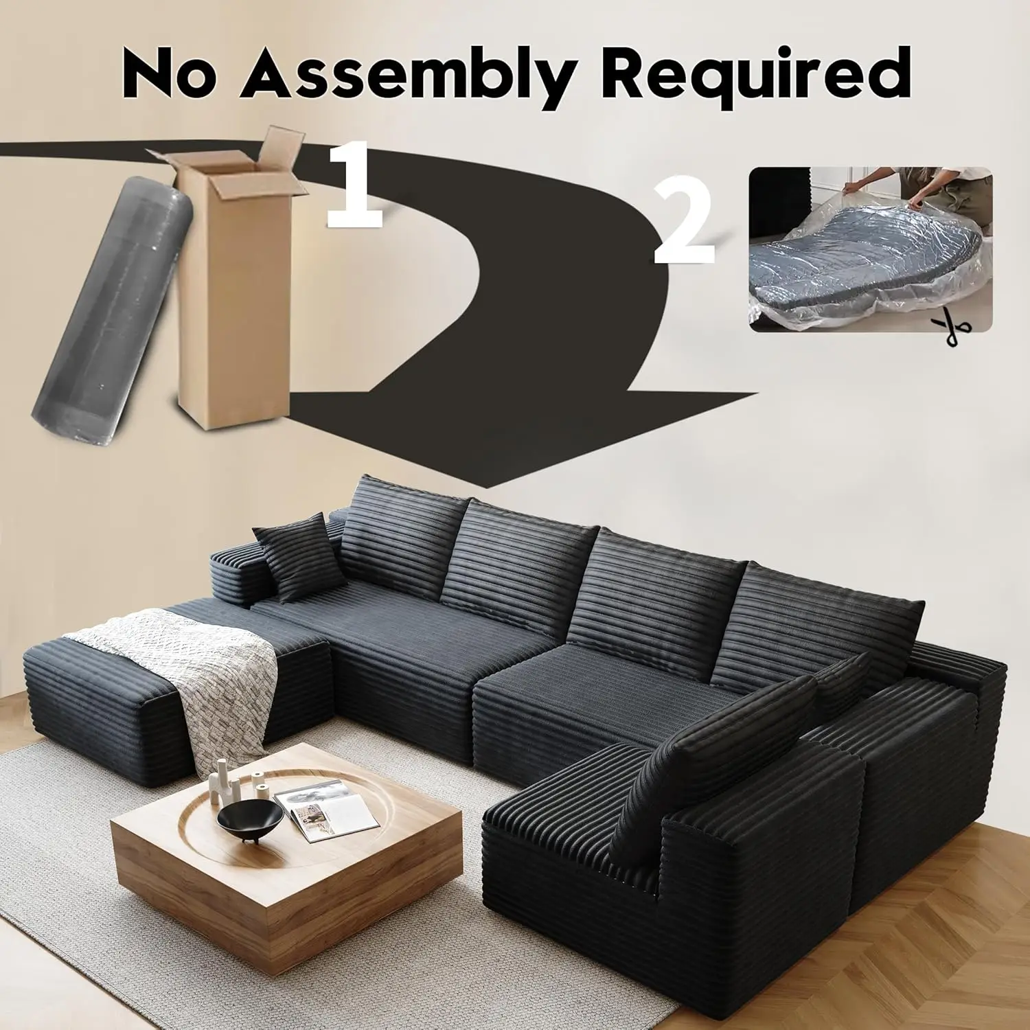 Comfortable Corduroy Modular Sectionals 3