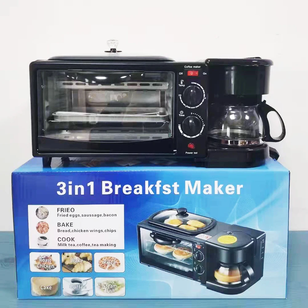

3 in 1 Multifunctional Breakfast Machine Coffee Maker Oven Roaster Machine Home Automatic Breakfast Maker Bread Maker Hot Milk