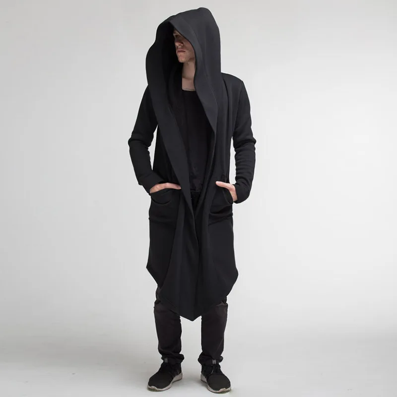 Autumn and Winter Cardigan Men's Mid-length Coat Hooded Jacket