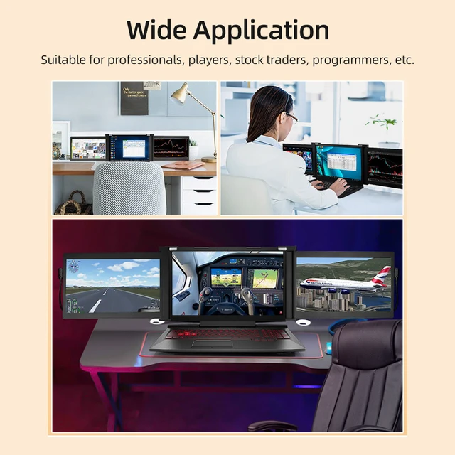 Monitor de Triple pantalla portátil de 15 pulgadas, pantalla de expansión  para ordenador portátil con resolución de 1920x1080, fácil instalación, 15-17  pulgadas - AliExpress