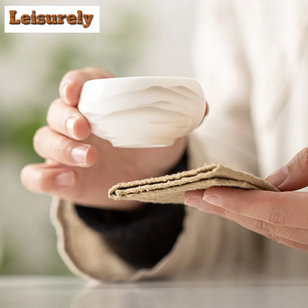 2pc/set Sheep Butter Jade Porcelain Teacup Ink Mountain Master Cup Small Tasting Tea Bowl Arhat Personal Mug Zen Kung Fu Teaware