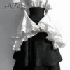 Lolita Gothic High Waist Black Long Skirt Loose Oversized Flared Long Sleeve Blouse Top Y2k Ji Sleeve Gorgeous Elegant Skirt Set 6
