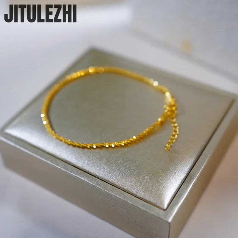 18K Gold Bracelet For WomenSparkling Bracelet Women's Light Luxury Design Feeling Fragmented Gold Bracelet Temperament 2023 Summ 5