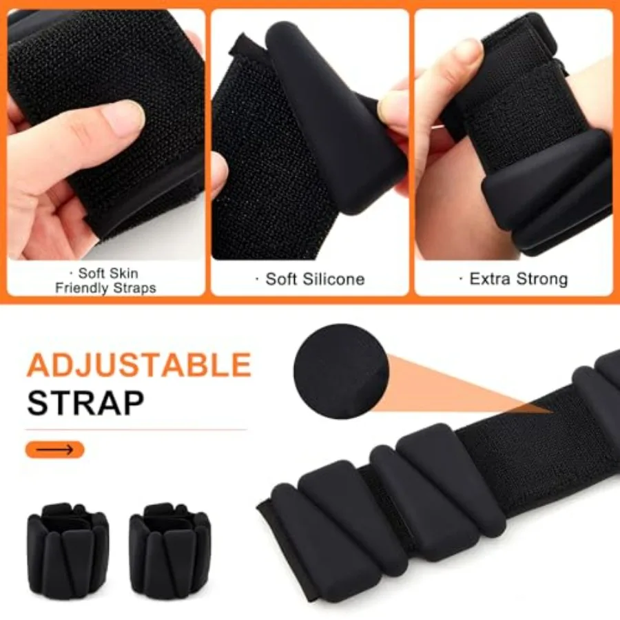 Weighted Vest, 6 lb Weight Vest with Reflective Stripe, 2 Pair of 1 lb Wrist & Ankle Weights Set for Men Women Adjustable for Wo