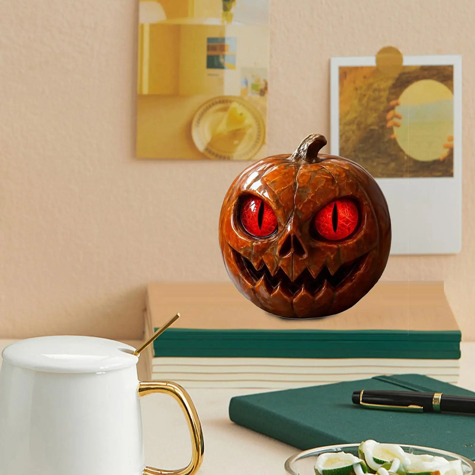 Pumpkin statue angled view