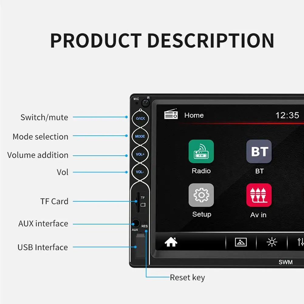 N6 Double Din Car Stereo 7 Inch Touch Screen Car Audio Radio MP5 MP3 Player Compatible For X-R Interconnect