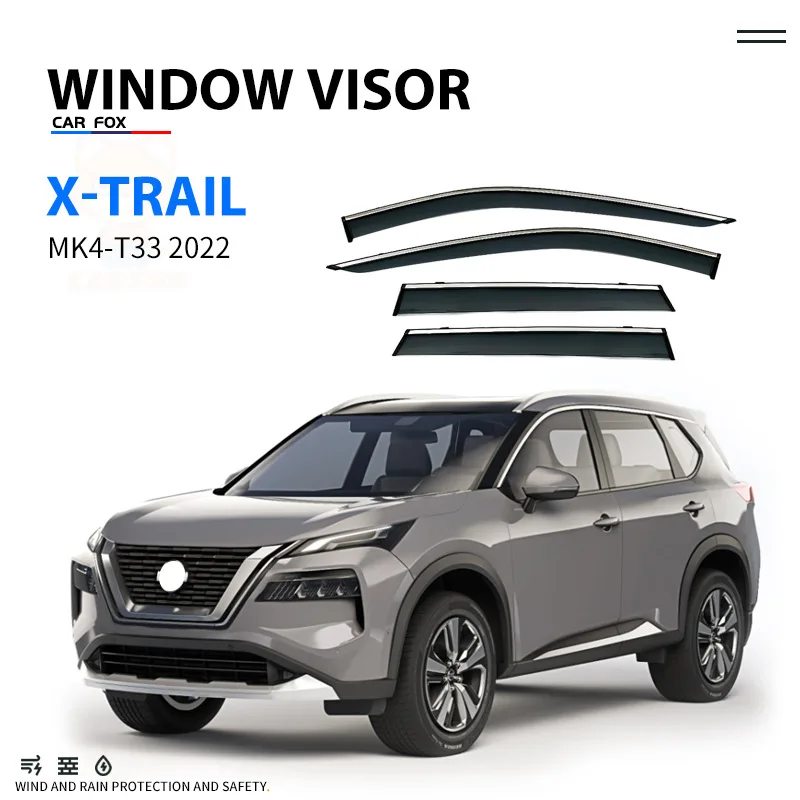 

ABS Plastic Exterior Car Visor Vent Shades Window Sun Rain Guard Deflector For Nissan X-Trail Rogue 2000 - 2022+