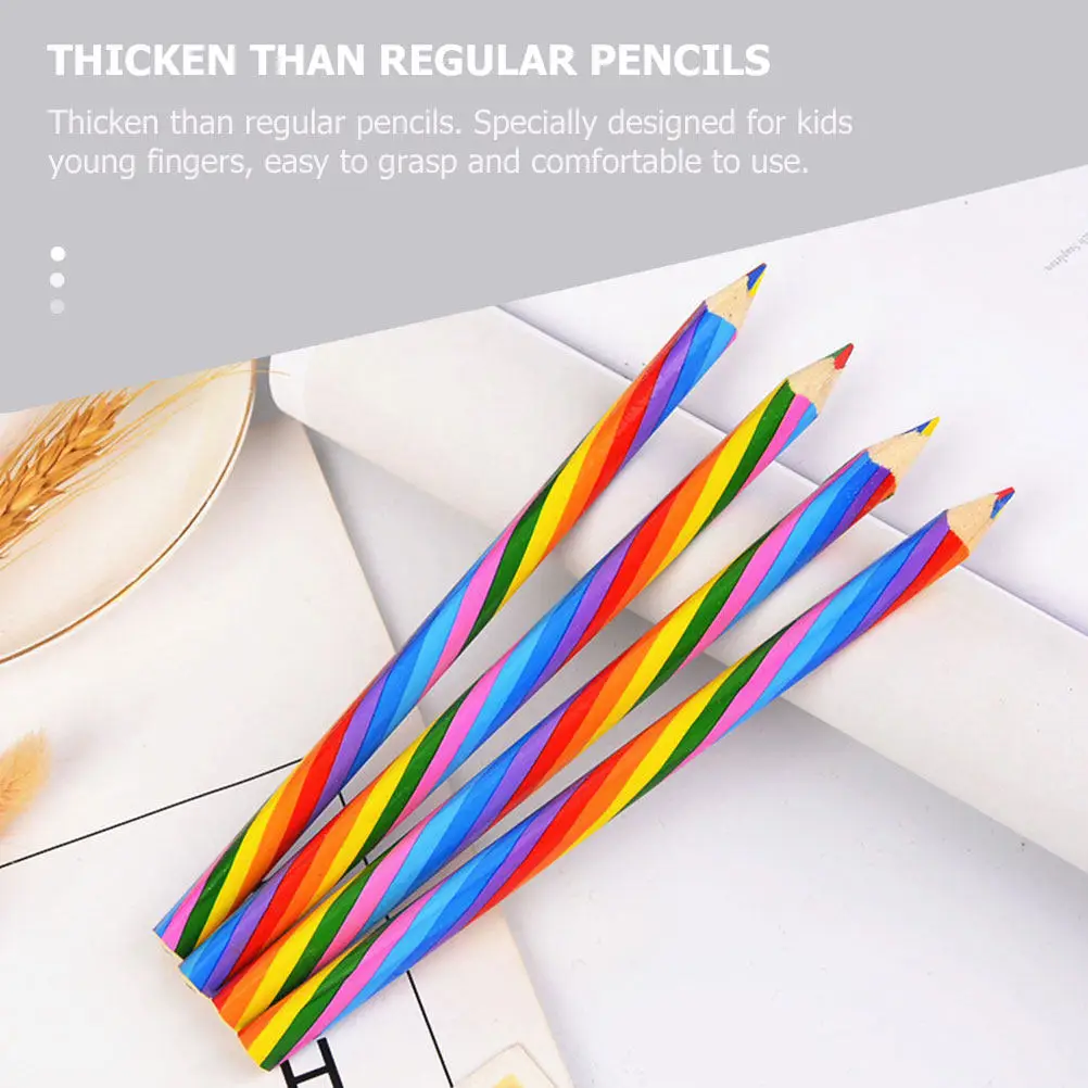 8pcs 레인보우 연필 4-In-1 색상 변경 그리기 연필 다양한 색상 나무 색연필 세트 학생 문구