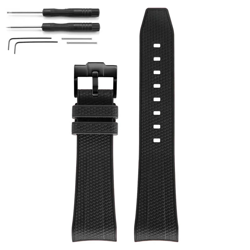 Green Abyss Waterproof Sport Woven Silicone Watch Band with Curved End Design, 22mm