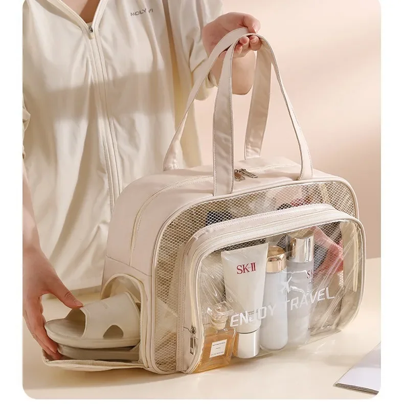 Large Capacity Fitness Bag Transparent Swimming Travel Shoe Compartment Handheld Beach Bag Wet And Dry Separation Toiletry