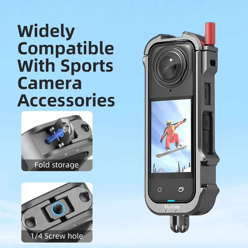금속 프레임 토끼 케이지, 인스타 360 X4 보호 케이스, 콜드 슈 1/4 스레드 연결, 액션 카메라 액세서리