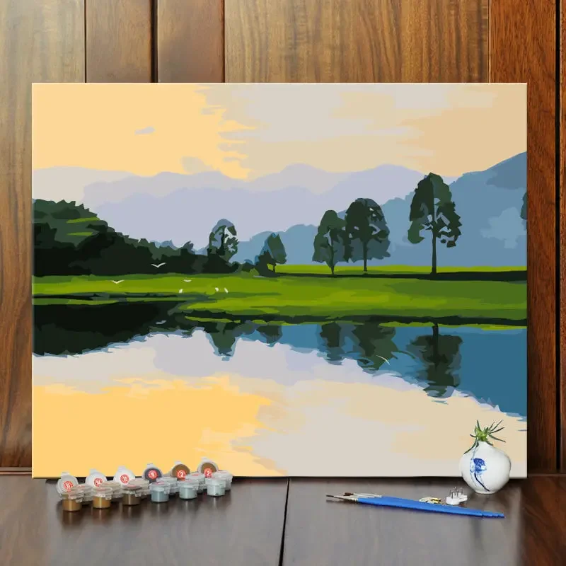 

2603531 Landscape painting hanging painting sofa background wall decoration entry porch oil painting