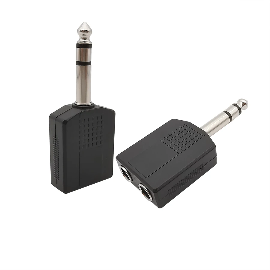 6.35mm 1/4 Inch Male TRS/TS Jack to Two Female Port Audio Adapter 6.5mm ...