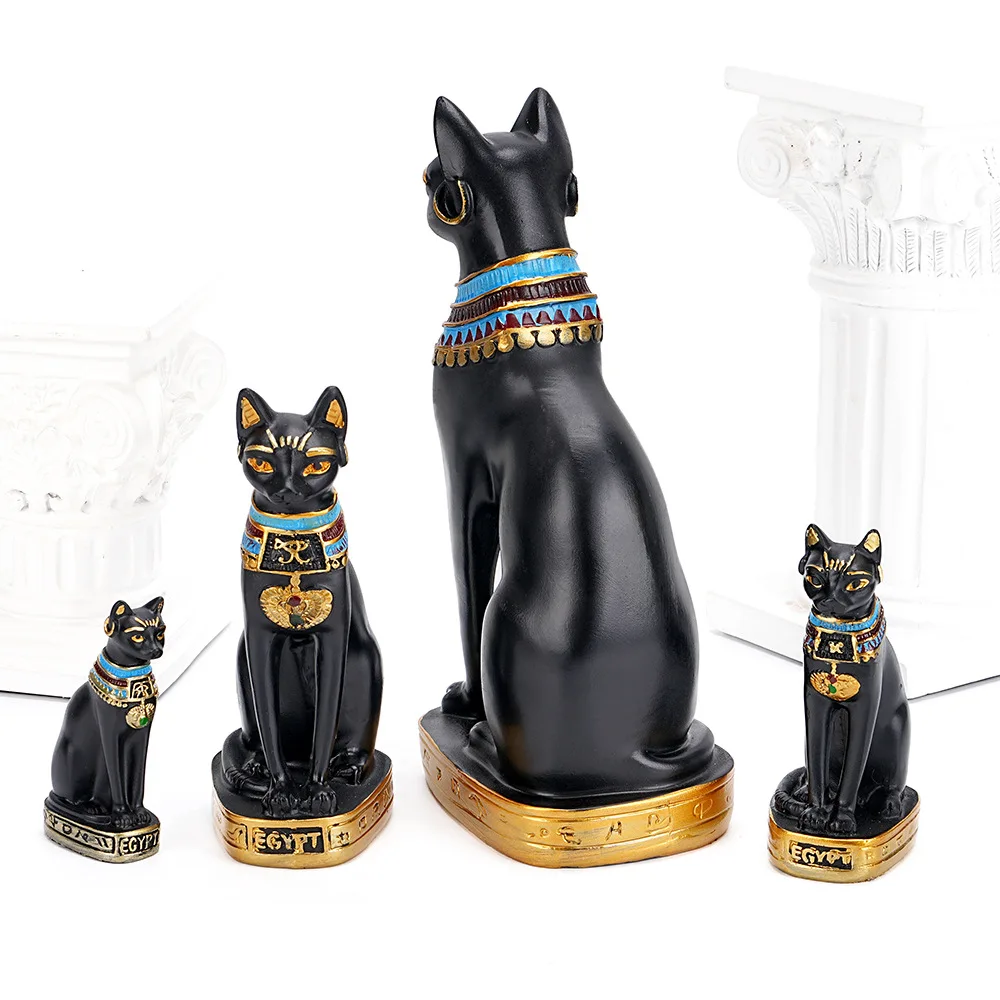 Antike Ägyptische Göttin Katze Harz-Ornament Bastet Handgefertigte Schreibtisch-Dekoration Museumssouvenir Geheimnisvolles Pharao-Geschenk – Detail 9