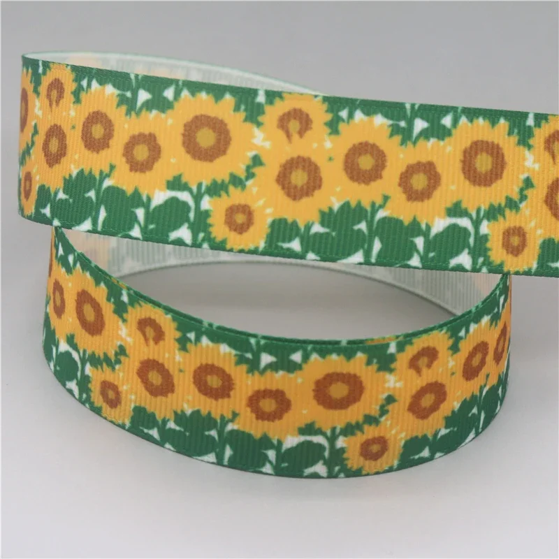 Fresh spring flowers Rose Printed Grosgrain Ribbon 22mm 10yards Accessories Headwear Decoration Collar DIY Sewing B2402