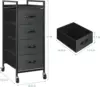 Fabric Storage Dresser Bedroom 4 Drawer Storage Organizer Unit Vertical Drawer Small Nightstand with Rolling Casters (Dark Gray) 3
