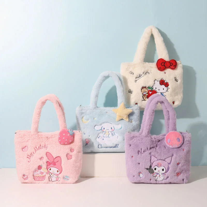

Сумка Hellokitty из мультфильма Kawaii, модная плюшевая сумка-мессенджер через плечо с креативной вышивкой аниме, Портативная сумка для хранения