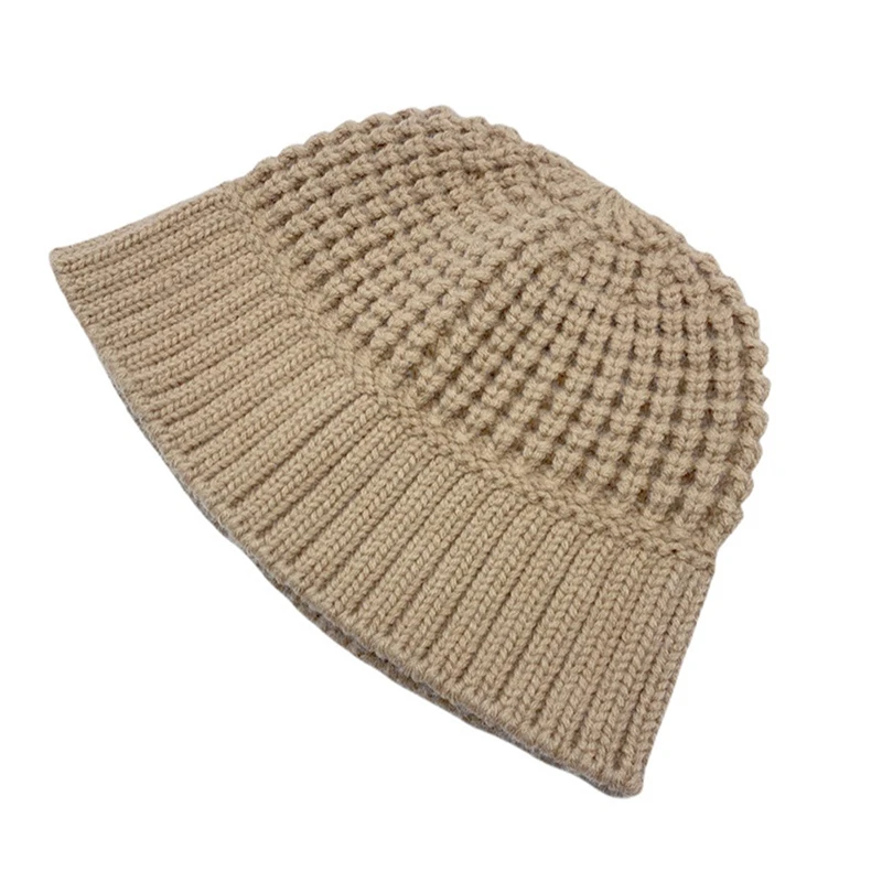 Women Winter Knitted Hat Woolen Twist Fisherman Hat Autumn New Short Brim Stitching Beanie Basin Hat Girl Warm Casual Hat yellow bucket hat