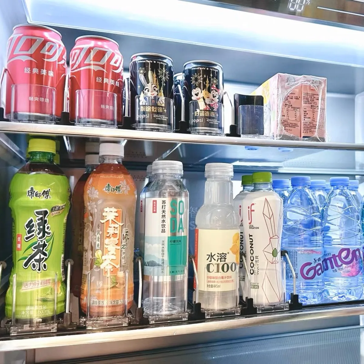 

Refrigerator Organizer Can Rack Refrigerator Beverage Dispenser Refrigerator Beverage Sliding Storage Rack E-shaped Slide Automa