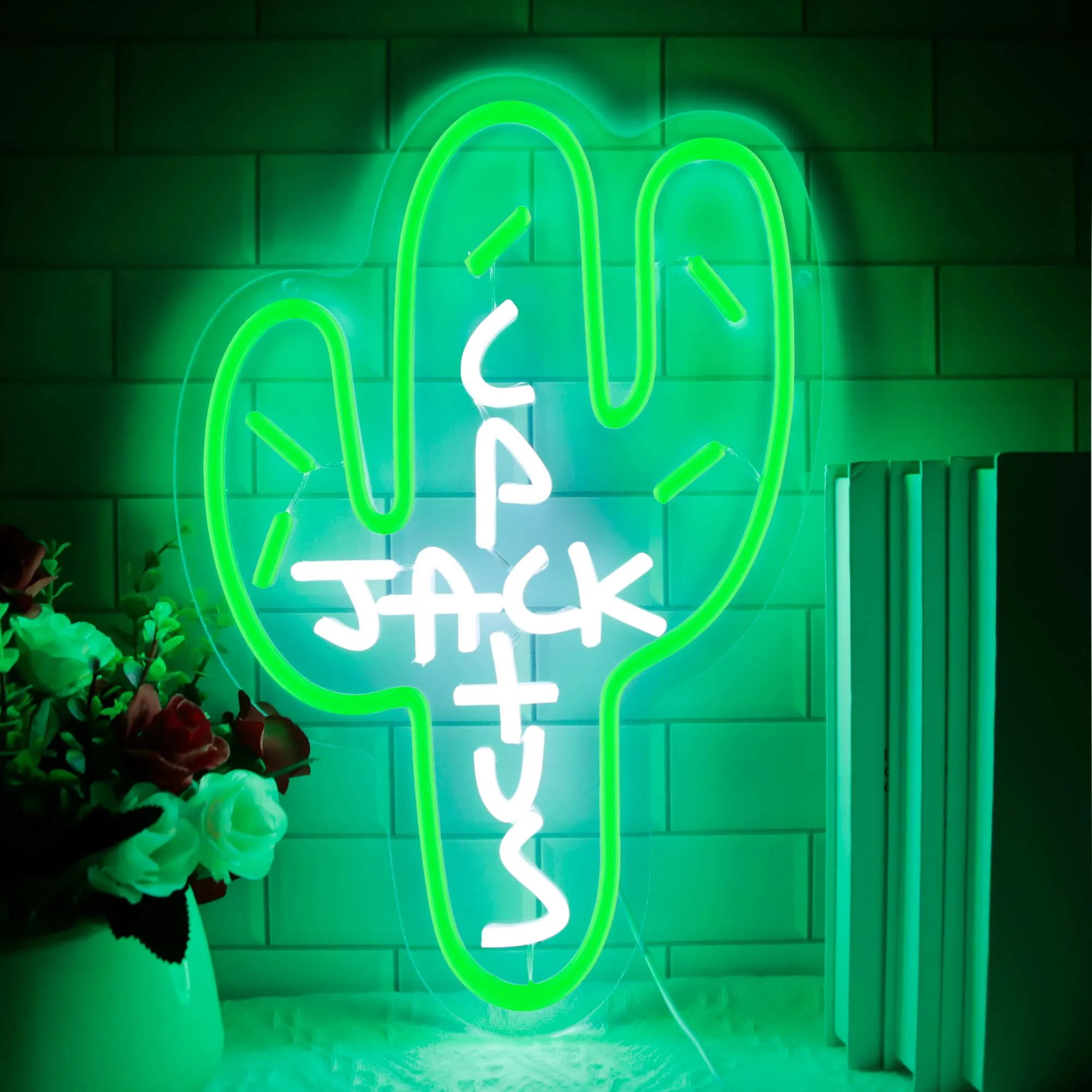 

Cactus Jack Neon Sign LED Neon Light Sign Wall Art for Rap Talking West Coast Light Up Hanging Sign Room Decor Gifts