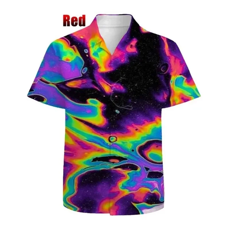 thumbnail image 1 of Camisa con estampado de pigmento en 3D para hombre, camisa informal de moda de manga corta con botones, camisas y blusas de talla grande para hombre, 1 of 4