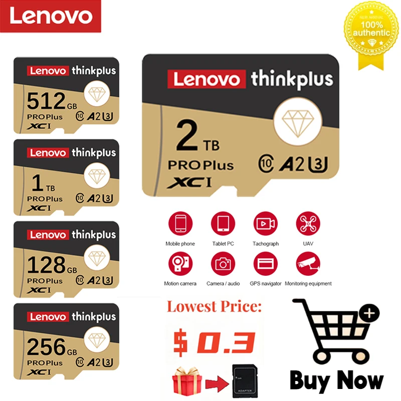 Scheda Sd Lenovo Micro Tf Scheda Di Memoria Sd Ad Alta Velocità 128Gb 256Gb 64Gb 512Gb Micro U3 A2 Scheda Flash Sd/Tf Per Telefono Fotocamera Da Tavol