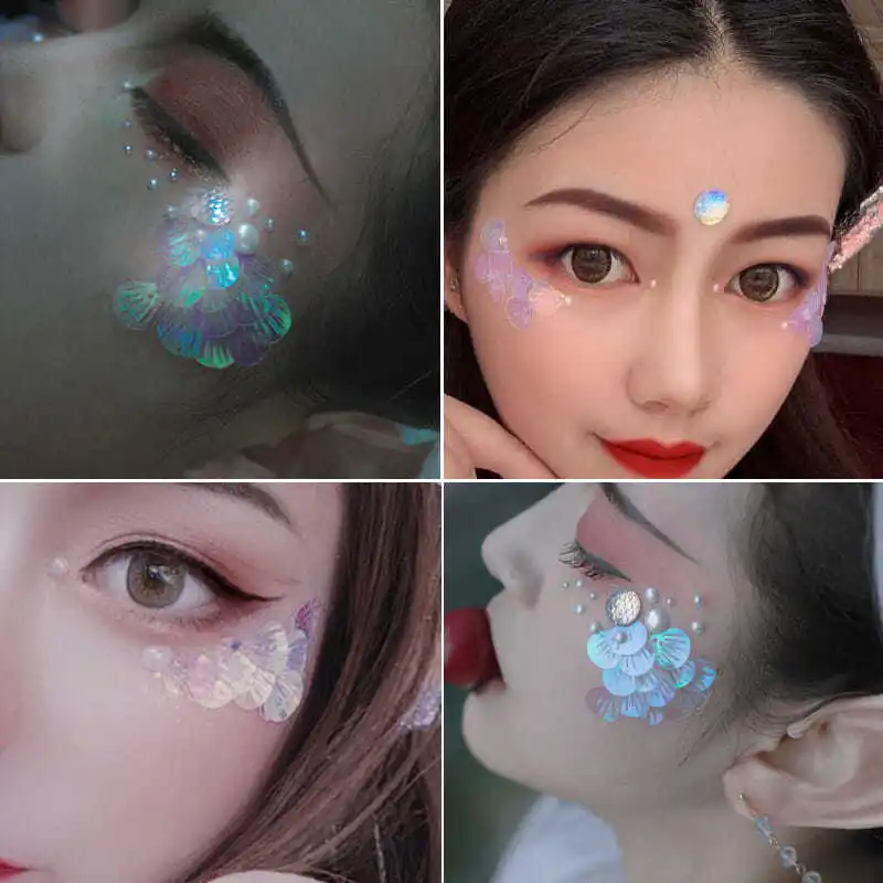 Cosplay Makeup Stuff Glitter Powder Eye Makeup Sequin Face Decoration Mermaid Flake Crystal DIY Paillette Glitter Shiny Masquerade