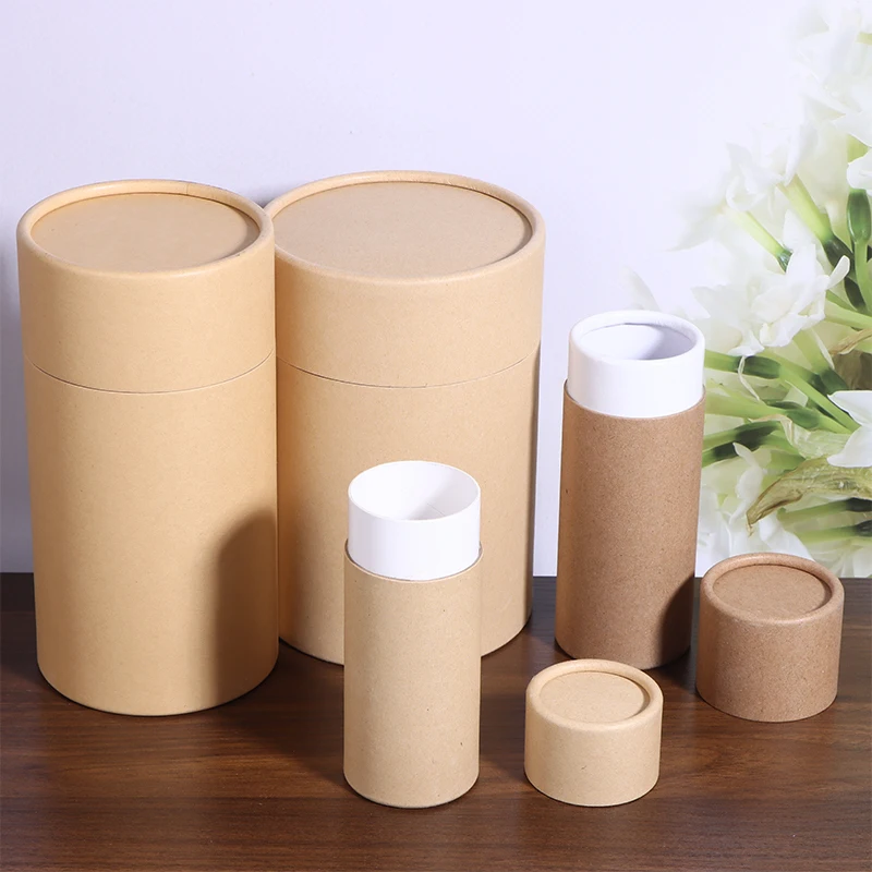 1Pc Ätherisches Öl Flasche Rohr Verpackung Box Kraft Pappe Rohre Runde Kraft Papier Behälter Für Bleistifte Tee Caddy Kaffee – Detail 7