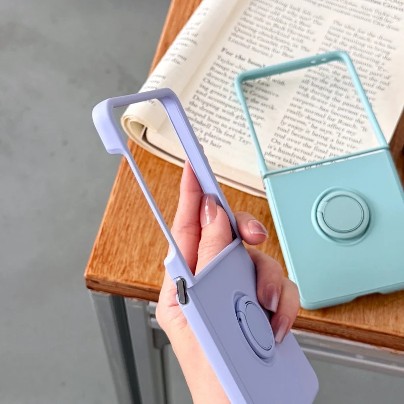 Luxury Candy Color Ring Holder Phone Case - Shockproof Hard PC Protective Cover